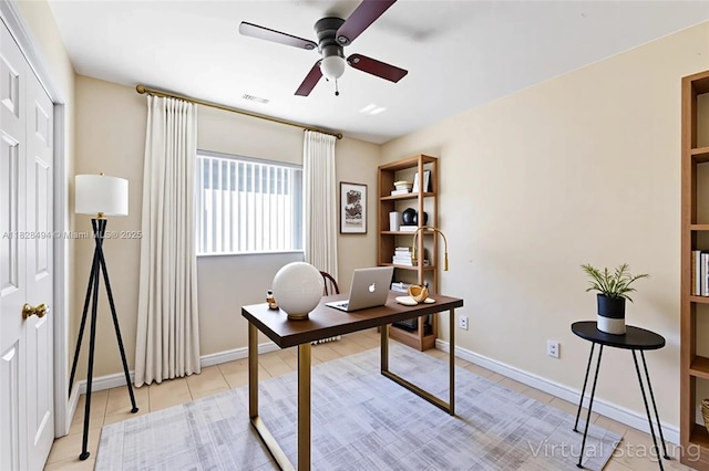 4960 SW 5th St, Margate, FL 33068 - office space with ceiling fan and light tile patterned floors