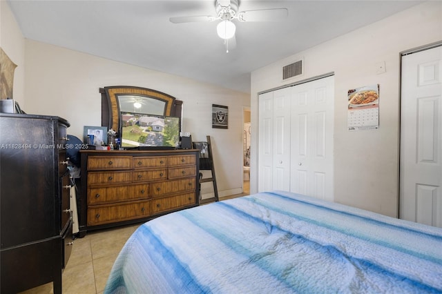 4960 SW 5th St, Margate, FL 33068 - bedroom with light tile patterned floors and a ceiling fan