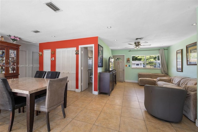 4960 SW 5th St, Margate, FL 33068 - dining area with a ceiling fan, light tile patterned floors, and recessed lighting