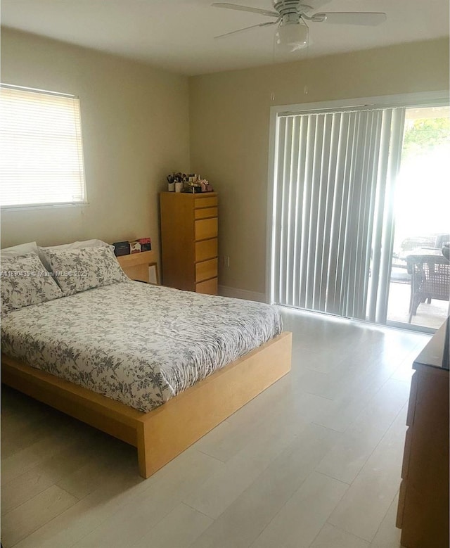 6790 SW 10th Ct, Pembroke Pines, FL 33023 - bedroom featuring access to exterior, a ceiling fan, and wood finished floors