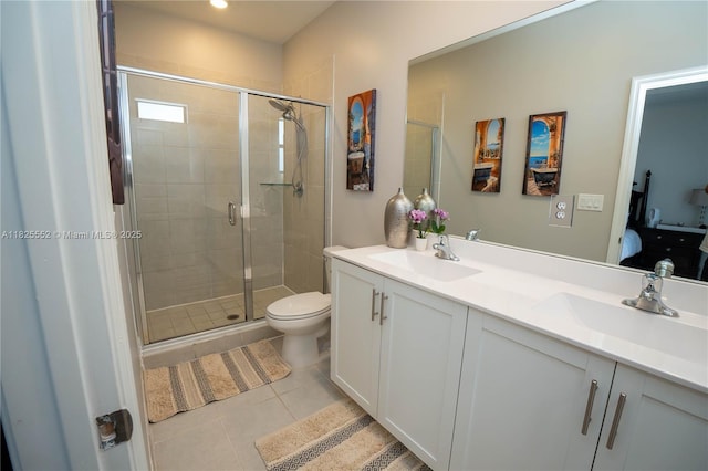 25433 SW 108th Ct, Homestead, FL 33032 - full bath featuring double vanity, tile patterned floors, a stall shower, and recessed lighting