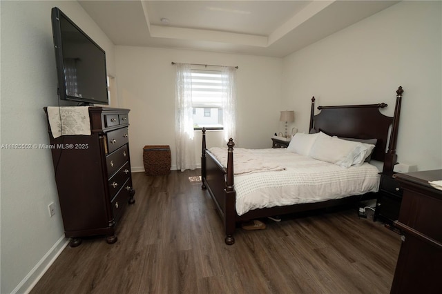 25433 SW 108th Ct, Homestead, FL 33032 - bedroom with a raised ceiling and dark wood finished floors