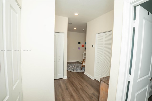 25433 SW 108th Ct, Homestead, FL 33032 - hall with dark wood-type flooring and recessed lighting