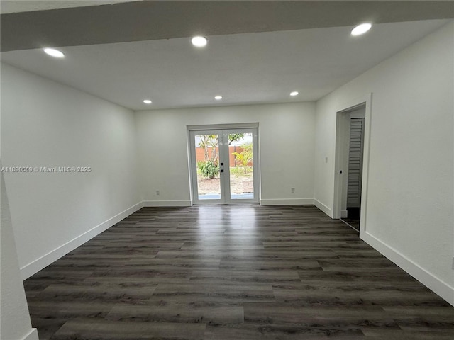 6201 SW 20th Ct, Miramar, FL 33023 - spare room with dark wood-style floors, recessed lighting, and french doors