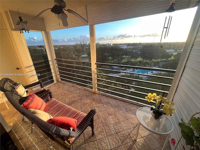 1200 Saint Charles Pl Unit 708, Pembroke Pines, FL 33026 - balcony with ceiling fan