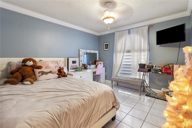 5443 SW 143rd Ct, Miami, FL 33175 - bedroom featuring crown molding, light tile patterned floors, and a textured ceiling