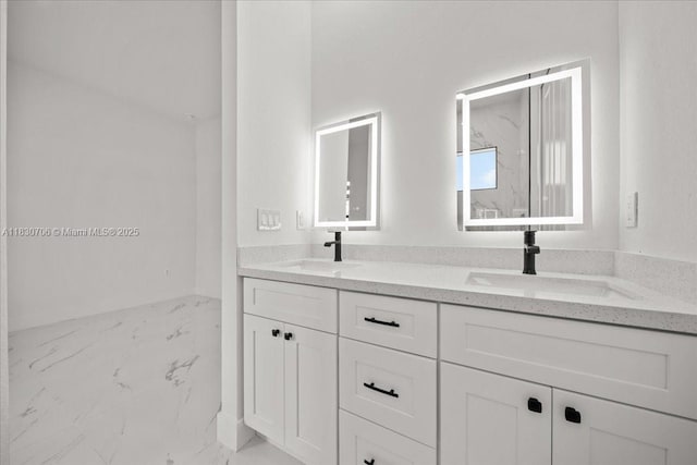 1212 Edelweiss St E, Lehigh Acres, FL 33974 - bathroom featuring marble finish flooring and double vanity