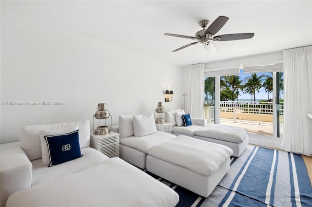 791 Crandon Blvd Unit C.854, Key Biscayne, FL 33149 - bedroom with access to exterior and a ceiling fan