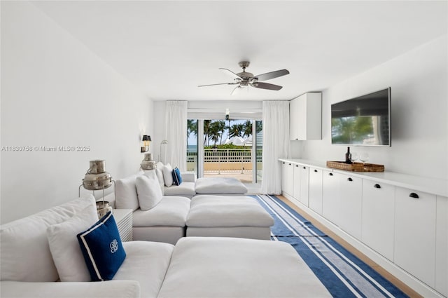 791 Crandon Blvd Unit C.854, Key Biscayne, FL 33149 - living area featuring a ceiling fan and wood finished floors