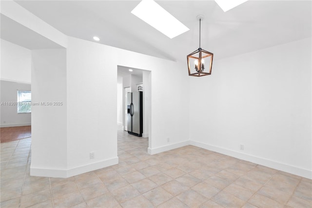 324 NW 107th Ave, Pembroke Pines, FL 33026 - unfurnished room featuring a chandelier, lofted ceiling, and recessed lighting