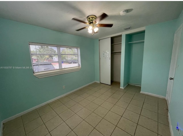 6433 SW 22nd St, Miramar, FL 33023 - unfurnished bedroom with light tile patterned floors, a closet, and ceiling fan