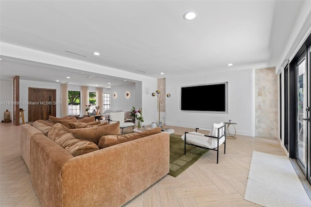 15202 SW 80th Ave, Palmetto Bay, FL 33157 - living room featuring recessed lighting and baseboards