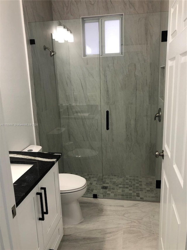 4568/4570 Golfview Blvd, Lehigh Acres, FL 33973 - bathroom with vanity, a marble finish shower, and marble finish flooring