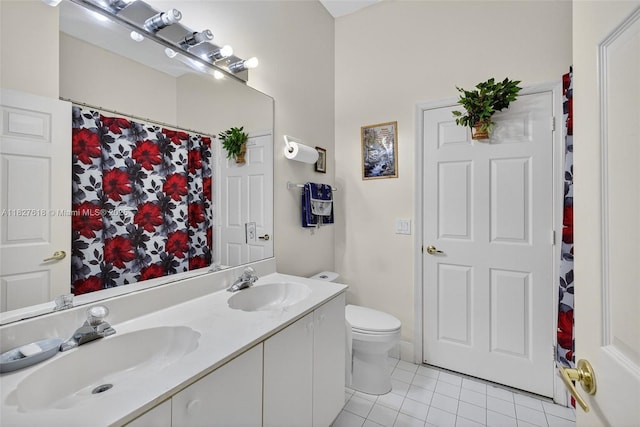 7095 E Tropical Way, Plantation, FL 33317 - full bathroom with tile patterned floors, double vanity, and a shower with curtain