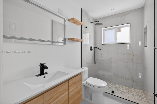 11504 SW 226th St, Miami, FL 33170 - bathroom featuring a marble finish shower and vanity
