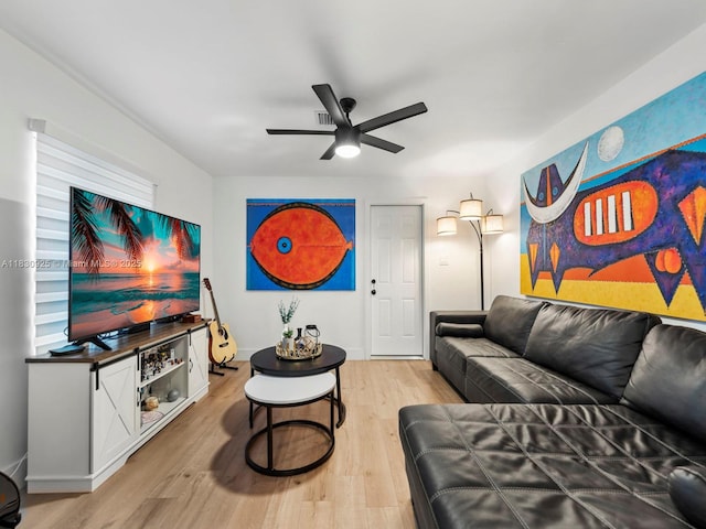 14913 SW 143rd Ct, Miami, FL 33186 - living room with a ceiling fan and light wood-style flooring