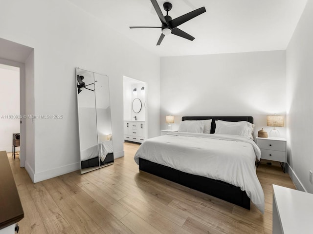 14913 SW 143rd Ct, Miami, FL 33186 - bedroom featuring light wood-type flooring, lofted ceiling, and ceiling fan