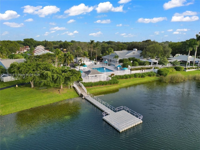 14913 SW 143rd Ct, Miami, FL 33186 - bird's eye view of a pool area and a large body of water