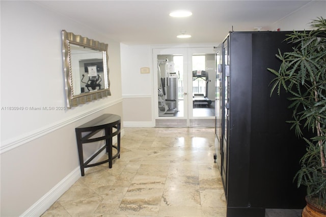 520 SE 5th Ave Unit 1707, Fort Lauderdale, FL 33301 - hall with french doors and baseboards