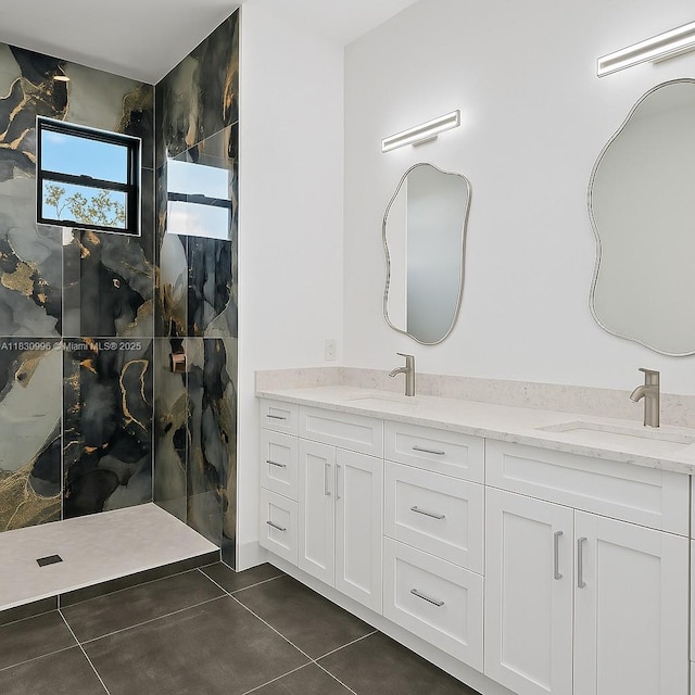 3324 NE 27, Naples, FL 34120 - full bath with tile patterned floors, double vanity, and tiled shower