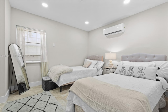 1320 Obispo Ave, Coral Gables, FL 33134 - bedroom featuring a wall mounted air conditioner and recessed lighting