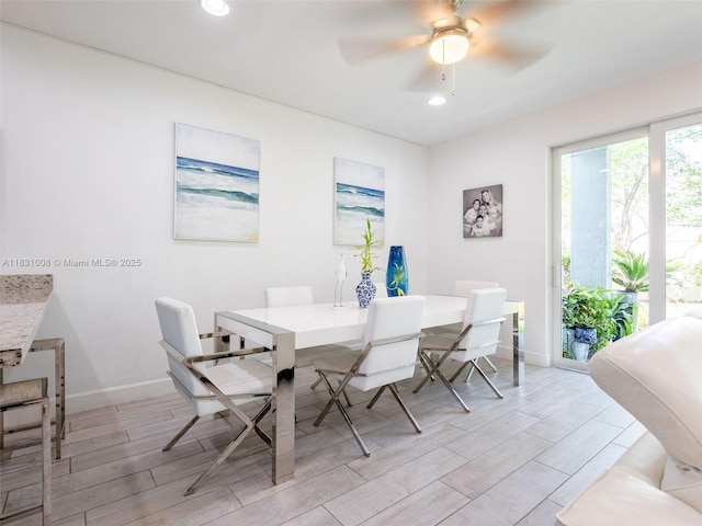 4923 NW 48th Ter, Tamarac, FL 33319 - dining area featuring wood finish floors, recessed lighting, and ceiling fan