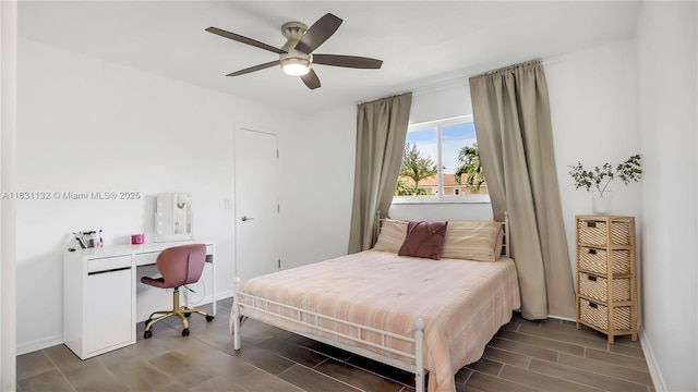 10401 NW 21st St, Pembroke Pines, FL 33026 - bedroom featuring wood tiled floors, a ceiling fan, and an office area