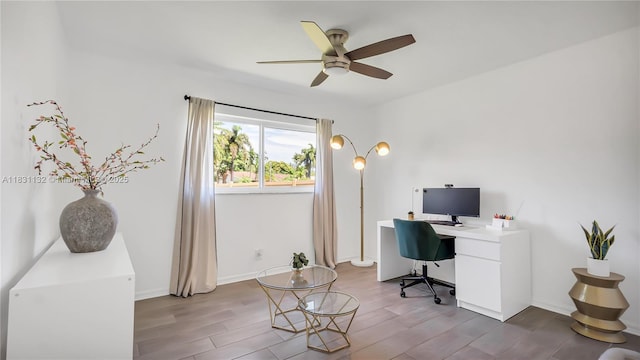 10401 NW 21st St, Pembroke Pines, FL 33026 - office area featuring ceiling fan and wood finished floors