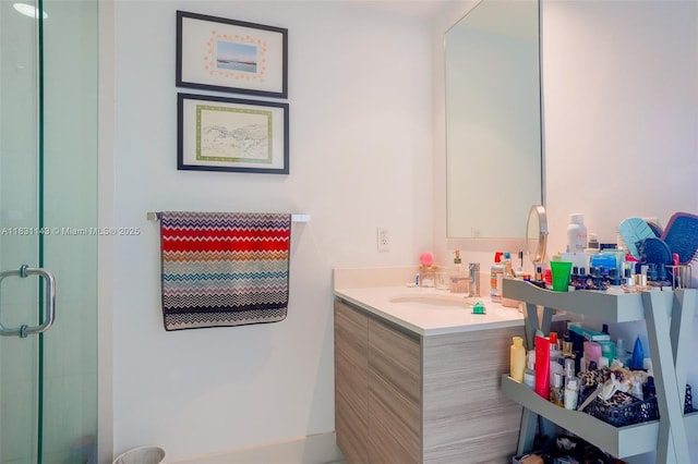 121 NE 34th St Unit 3110, Miami, FL 33137 - bathroom featuring a shower stall and vanity