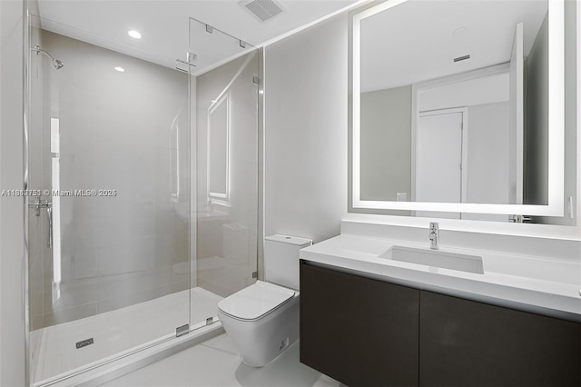 851 NE 1st Ave Unit Ph4912, Miami, FL 33132 - full bathroom featuring vanity, a shower stall, and recessed lighting