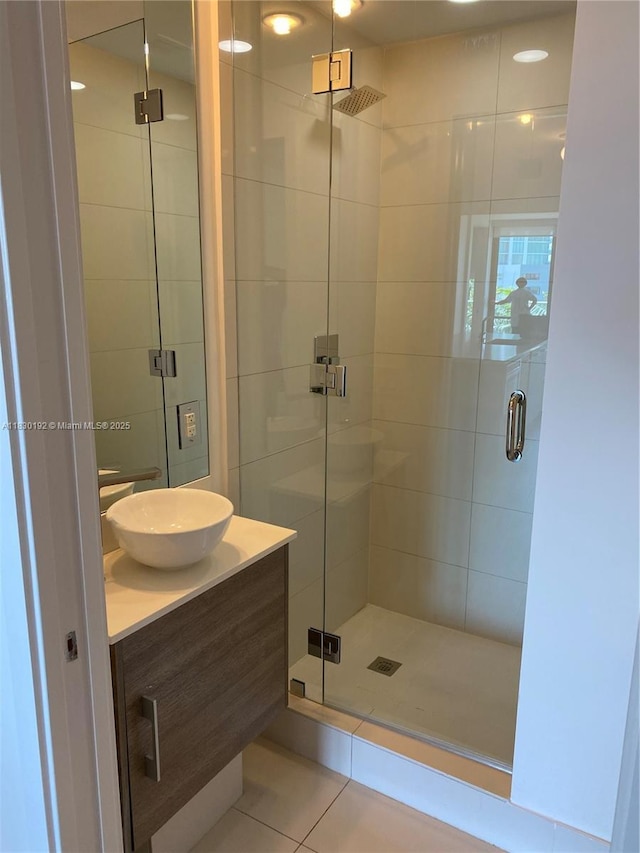 650 NE 32nd St Unit 802, Miami, FL 33137 - full bath with vanity, tile patterned flooring, and a shower stall