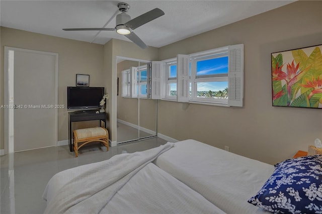 1620 N Ocean Blvd Unit 510, Pompano Beach, FL 33062 - bedroom with baseboards and ceiling fan