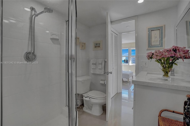 1620 N Ocean Blvd Unit 510, Pompano Beach, FL 33062 - full bath with a shower stall, vanity, tile patterned floors, and recessed lighting