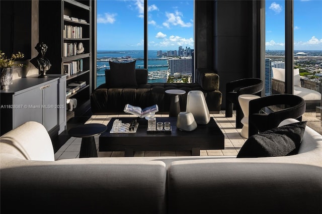 788 NE 23rd St Unit 5401, Miami, FL 33137 - living area featuring tile patterned flooring and a city view