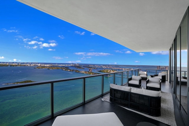 788 NE 23rd St Unit 5401, Miami, FL 33137 - balcony featuring outdoor lounge area and a water view