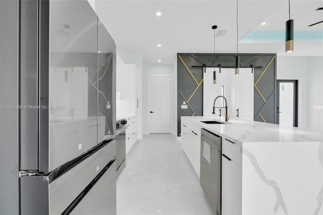 3209 45th St SW, Lehigh Acres, FL 33976 - kitchen with modern cabinets, dishwasher, white cabinets, recessed lighting, and fridge