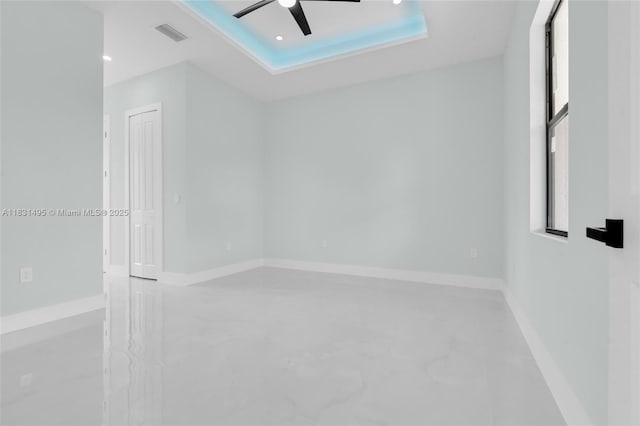 3209 45th St SW, Lehigh Acres, FL 33976 - unfurnished room featuring a ceiling fan, finished concrete flooring, and recessed lighting