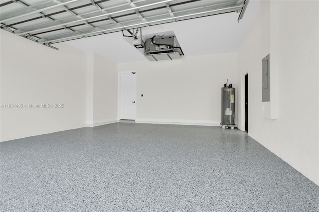 3209 45th St SW, Lehigh Acres, FL 33976 - garage with electric water heater, a garage door opener, and electric panel