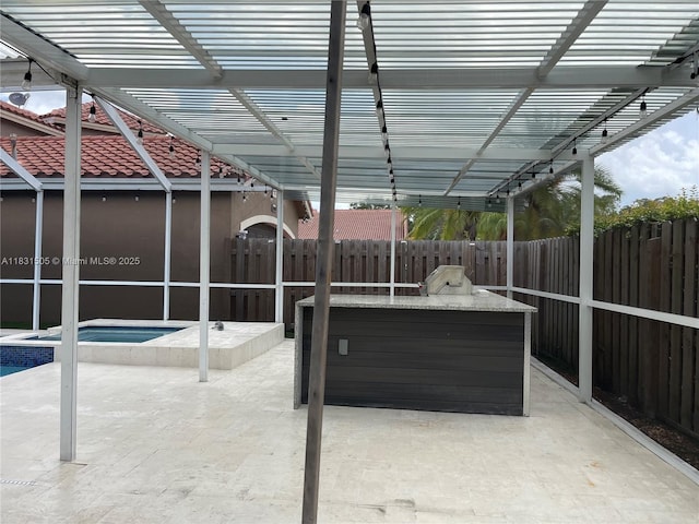 11123 SW 156th Ct, Miami, FL 33196 - fenced backyard featuring a patio, a pergola, and a pool with connected hot tub