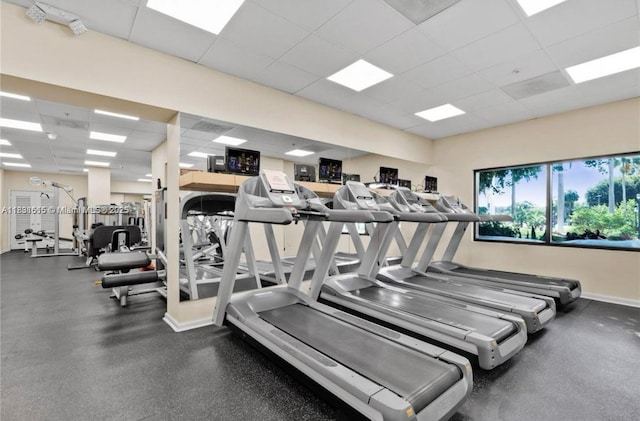 2333 Brickell Ave Unit 901, Miami, FL 33129 - exercise room featuring a paneled ceiling