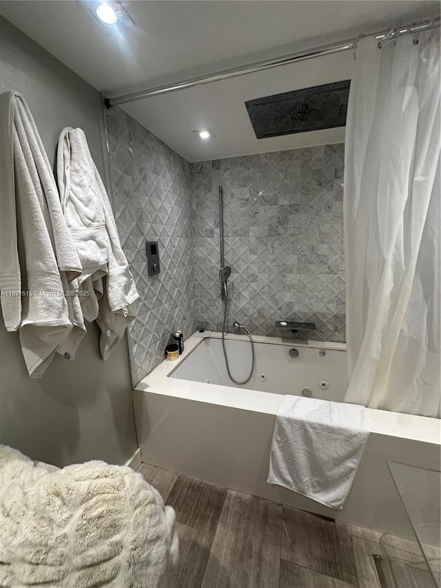 2333 Brickell Ave Unit 901, Miami, FL 33129 - bathroom featuring a combined bath / shower with jetted tub and recessed lighting