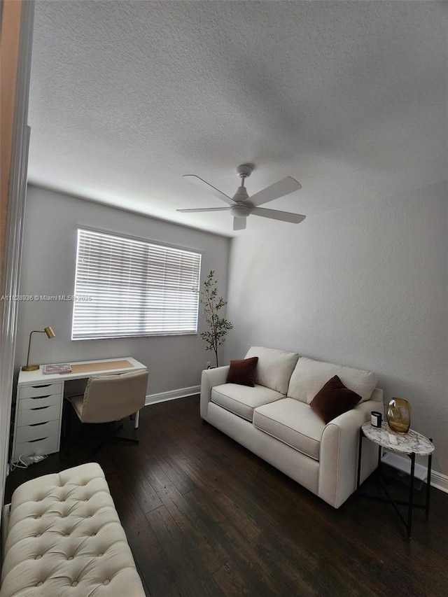 706 SW 147th Ave, Pembroke Pines, FL 33027 - living room featuring hardwood / wood-style floors, ceiling fan, and a textured ceiling