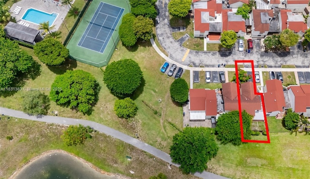 10114 NW 4th Ln Unit 3-12, Miami, FL 33172 - aerial perspective of suburban area with property parcel outlined and a pool area