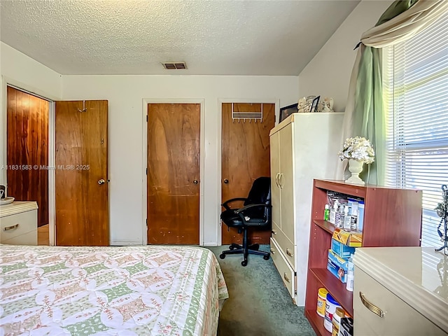 1206 E 27th St, Bradenton, FL 34208 - bedroom featuring carpet, two closets, and a textured ceiling