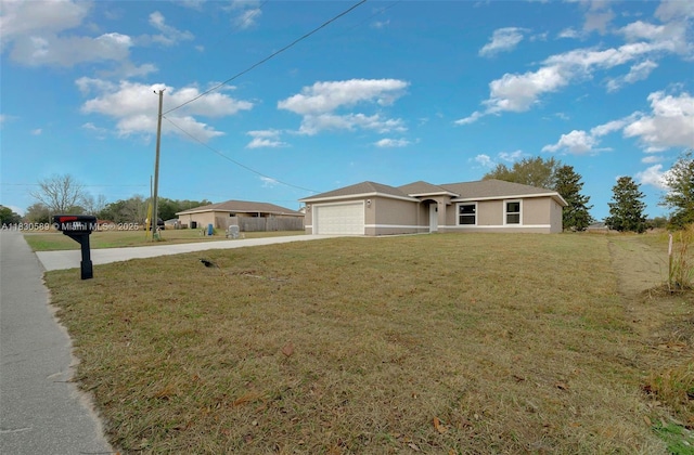 7 Dogwood Trail Run, Ocala, FL 34472 - ranch-style home featuring driveway, a garage, a front lawn, and stucco siding