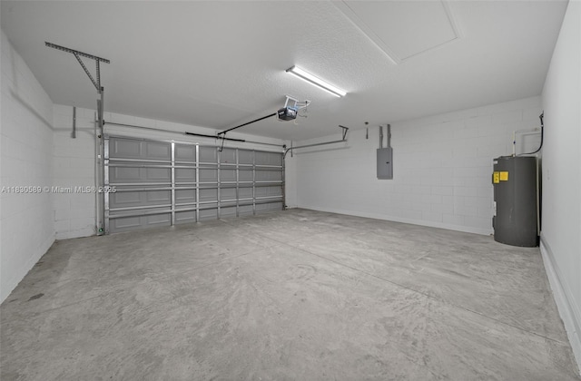 7 Dogwood Trail Run, Ocala, FL 34472 - garage featuring electric water heater, electric panel, a garage door opener, and concrete block wall