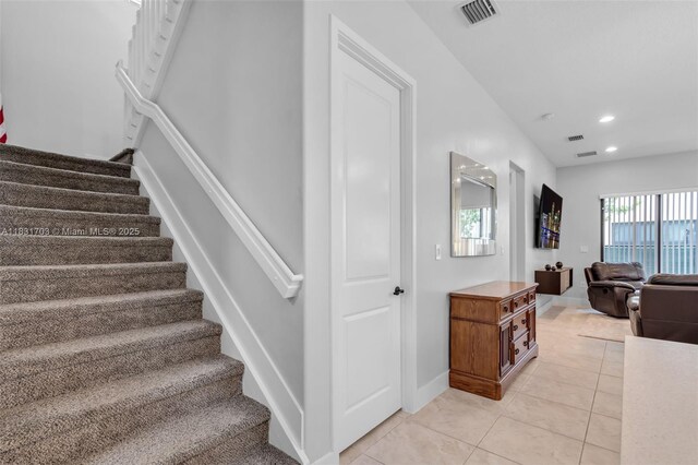 3274 W 96th Pl, Hialeah, FL 33018 - staircase featuring tile patterned flooring and recessed lighting
