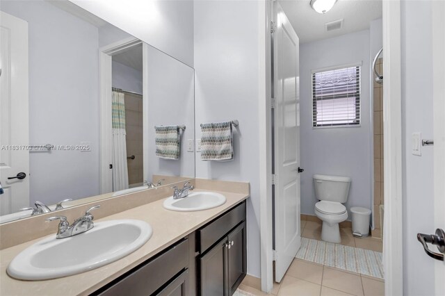 3274 W 96th Pl, Hialeah, FL 33018 - bathroom with tile patterned flooring, double vanity, and a shower with shower curtain