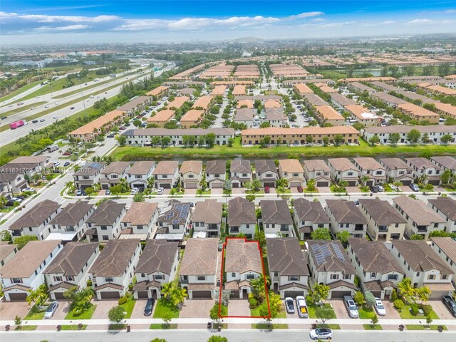 3274 W 96th Pl, Hialeah, FL 33018 - aerial perspective of suburban area featuring property parcel outlined