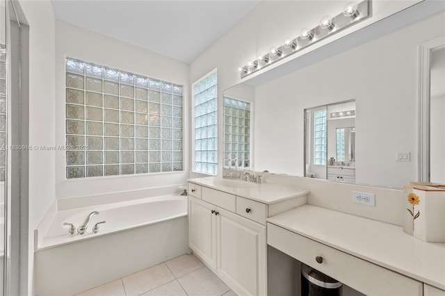 19442 SW 39th St, Miramar, FL 33029 - full bath featuring a garden tub, vanity, and tile patterned floors